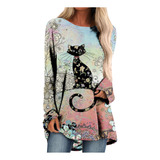 Blusa En L Para Mujer, Holgada, Con Estampado Casual, Camise