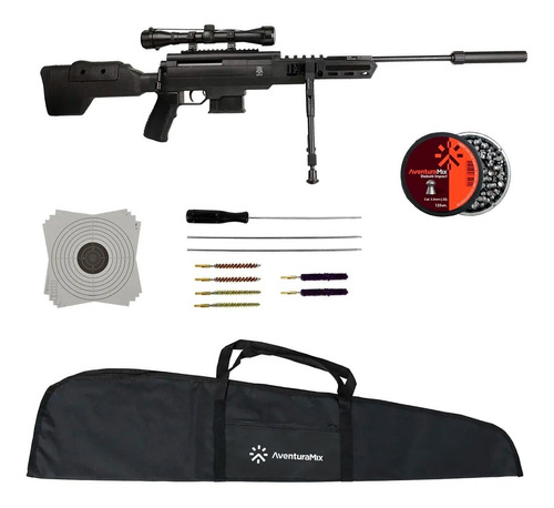 Kit Carabina De Pressão Black Ops Gas Ram 5.5mm + Luneta +