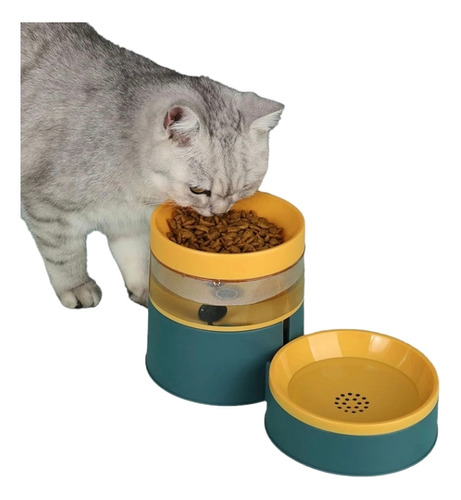 Comedor Alto 2 En 1 Con Bebedero Automático Gato Perro