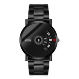 Reloj Moda Acero Negro Inoxidable Pulsera Impermeable 3bar