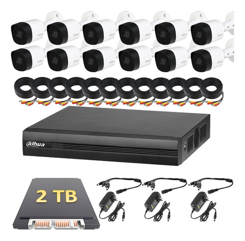 Kit Cctv 12 Cámaras Dahua Metálicas 1080p 2 Tb Cables