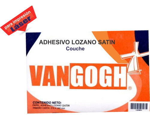Papel Adhesivo Carta Blanco Satin Vangogh 50 Hojas 