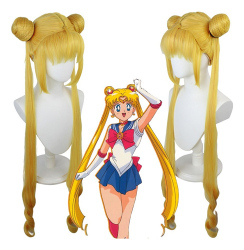 Sailor Moon Tsukino Usagi Cosplay Peluca Largo Pelo 105cm