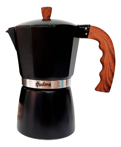 Cafetera Hudson 9 Tazas Manual Negra Italiana