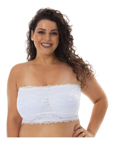 Sutiã Top Faixa Plus Size 48 50 52 Tomara Que Caia Rendado