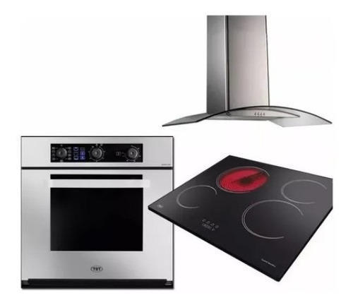 Combo Cocina Tst Horno Electrico Anafe Vitro Campana Lacar