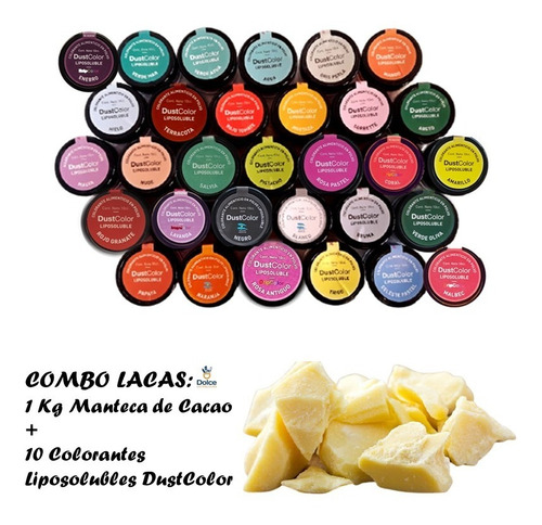 Combo 1 Kg Manteca De Cacao Y 10 Colorante Liposolubles