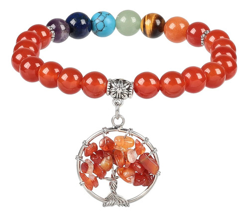 Yatming Pulsera Elástica Con Cuentas De 7 Chakras, Árbol De 