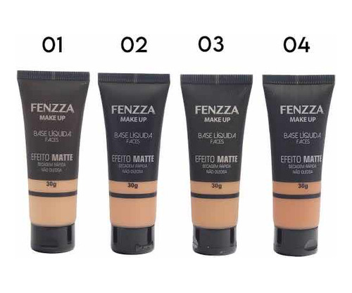 12 Base Líquida Efeito Matte Faces Fenzza Atacado Revenda