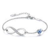 Pulsera Plata Mujer Fina Amor Infinito Corazones Ajustable