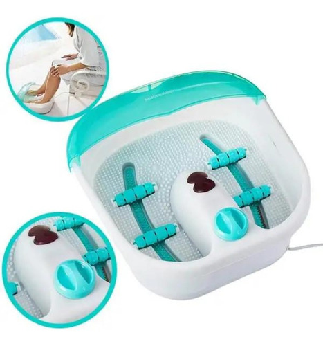 Hidromassageador Para Pés Sistema De Aquecimento Água Morna Cor Branco/turquesa 110v