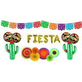 Decoración Fiesta Mexicana Globos Abanicos Guirnalda 