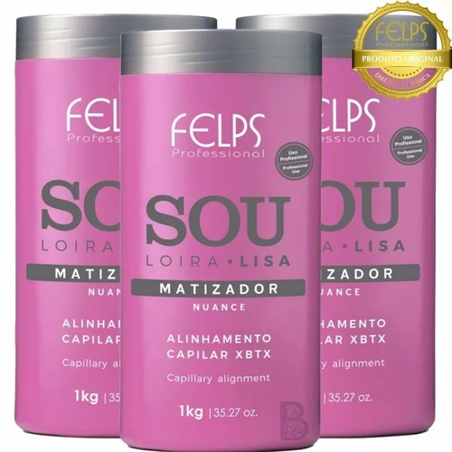 3 Felps Sou Loira Lisa Matizador 1kg+brinde