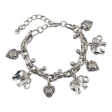 Pulsera O Tobillera De Plata Con Dije De Elefante