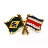 Pim Bótom Broche Bandeira Brasil X Costa Rica Folheado Ouro