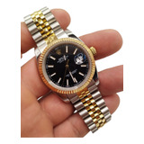 Reloj  Compatible Con Rolex Datejust Bitono Black