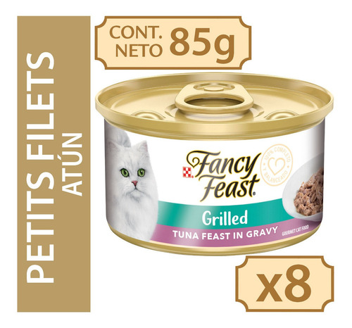 8 X Fancy Feast Petit Atún Grilled Tuna Feast In Gravy Np