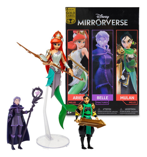 Disney Mirrorverse Mulan, Bella Y Ariel (gold Label)