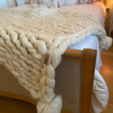 Manta Xxl Nórdica 3 X 0.60 Pie De Cama Natural Pompon Cuota