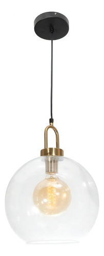 Lámpara Colgante Moderna Negro Y Bronce Socket E27 60w 1 Luz Color Dorado
