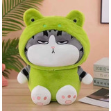 Peluche Felpa Gato Emperador  Disfraz Rana Kawaii 40cm