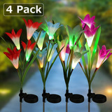 4 Luces Solares De Flores De Lirio Para Jardín Al Aire Libre