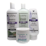 Kit Rulos Han Shampoo + Enjuague + Baño Crema + Crema Peinar