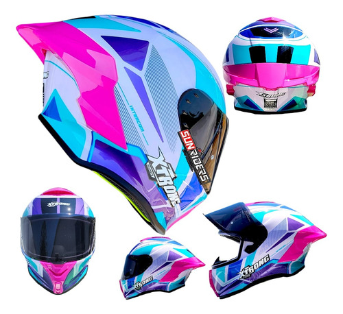 Casco Moto Mujer Xtrong Rosa Doble Certificacion Deportivo 