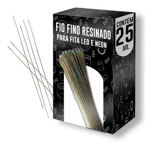 Kit 25 Fio Fino Cabinho Resinado Para Fita Led E Neon - 5cm