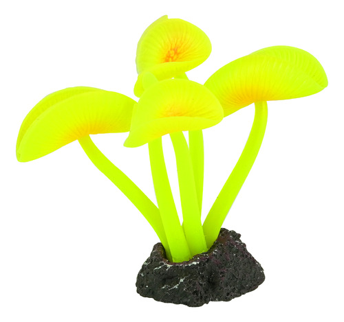 Enfeite De Silicone Soma Coral Mushroom Long Stem Amarelo