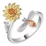 Anillo De Girasol S925 Giratorio