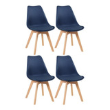 4 Cadeiras Estofada Leda Base Madeira Eames Cozinha Cores Estrutura Da Cadeira Azul-petróleo
