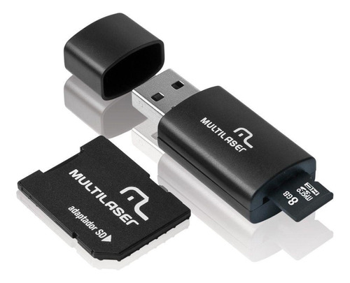 Pendrive Kit 3 Em 1 Multilaser 8gb Micro Sd Adaptador Leitor