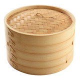 Vaporera De Bambú De 2 Niveles Con Tapa 24 Cm Vapor 2 En Uno