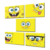 Kit 5 Cuadros Infantil, Niños, Bob Esponja, 38x26cm C/u