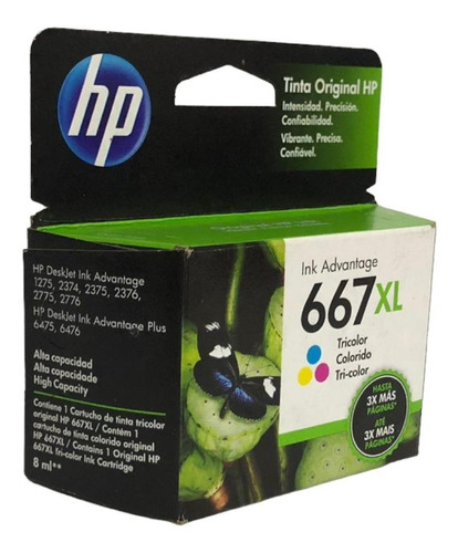 Cartucho Hp 667xl 3ym80al Color 