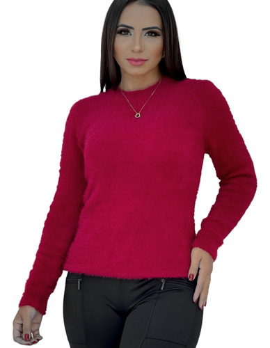 Blusa Pelinho De Frio Pelúcia Feminina Outono Inverno 