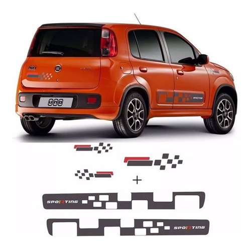 Faixa Novo Fiat Uno Vivace Sporting Adesivo Grafite Completo