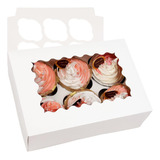 - 6 Recipientes Cupcakes, Paquete De 30 Cajas Blancas C...