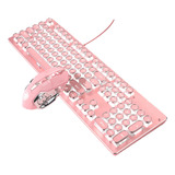 Teclado E Mouse Mecânico Para Jogos Pink Punk Com Fio Cor Do Teclado Girly Pink [eixo Verde-luz De Fundo Branca] Versão Punk Com Fio + Mouse Rosa Com Fio