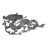 Dragão Chinês Oriental Parede Prateado Decorativo Resina