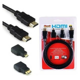 Cable Hdmi 1.5 Mts Con Adaptadores Micro Y Mini Hdmi Video