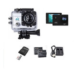 Câmera Esportiva Mergulho 4k+ Sd 64g+ 2 Baterias+ Carregador