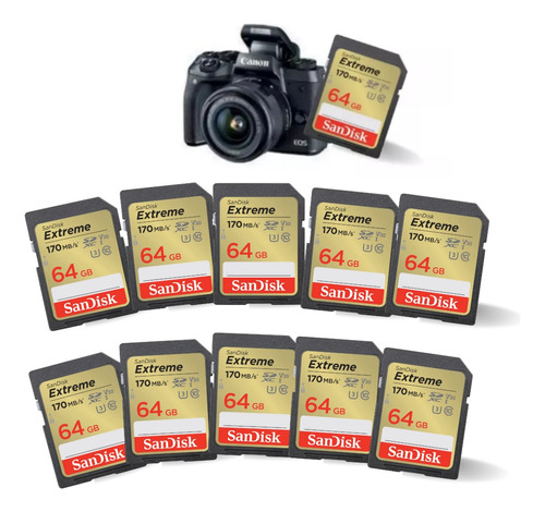 Kit Fotógrafo 10 Cartões Sandisk Extreme 170mb/s 64gb