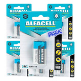 Bateria Alfacell Alcalina 9v Kit 6 Unidades Pilha Original