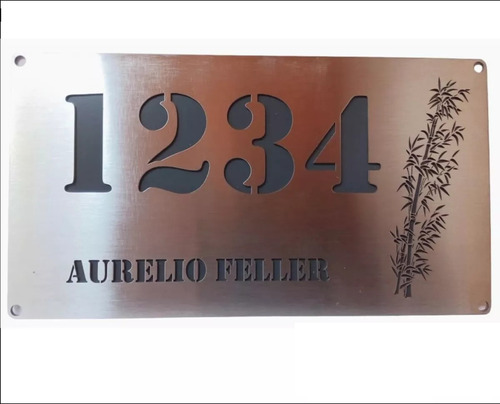 Placa Domiciliaria Con Numeros Y Dirección Acero Inoxidable