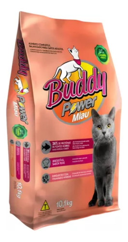 Ração Buddy Power Miau Para Gatos Adultos 10kg - Sem Corante