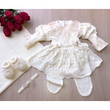 Saida De Maternidade Menina Off White Vestido Tricot 6 Peças