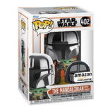 Funko Pop The Mandalorian With Grogu #402 Chrome Y Pin Exclu