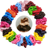 Donas Para Cabello Scrunchies De Moda Modelo Polka Dot  48pz